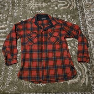 Vintage Large Red And Blue Wool Pendleton Longsleeve Shirt